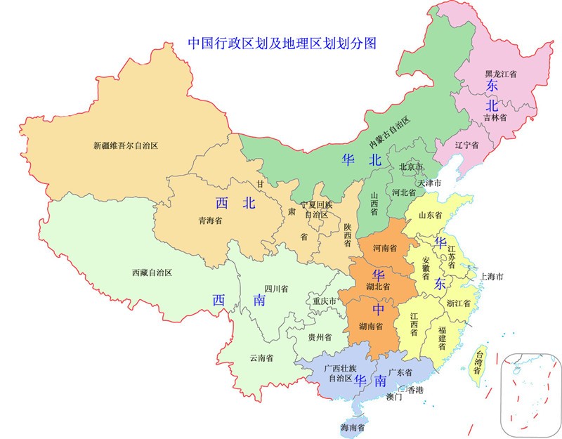 先看下中国地图,度夏难度其实和地理位置有直接关系,相邻省份在气候