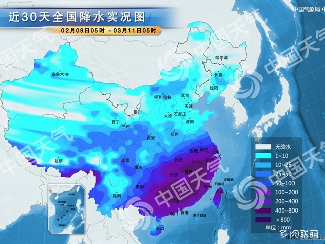 近三十天全国降雨量