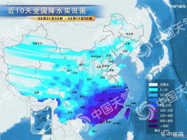 近十天全国降雨量