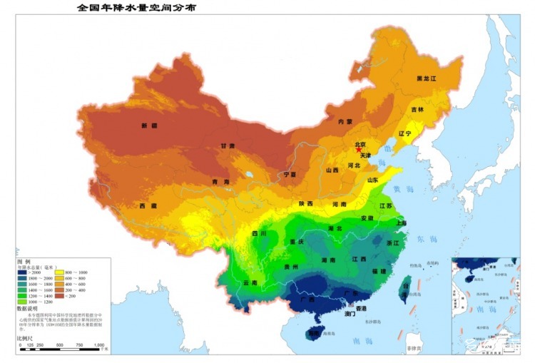 全国年降水量