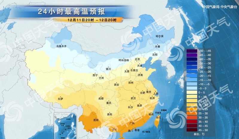 12月，全国气温
