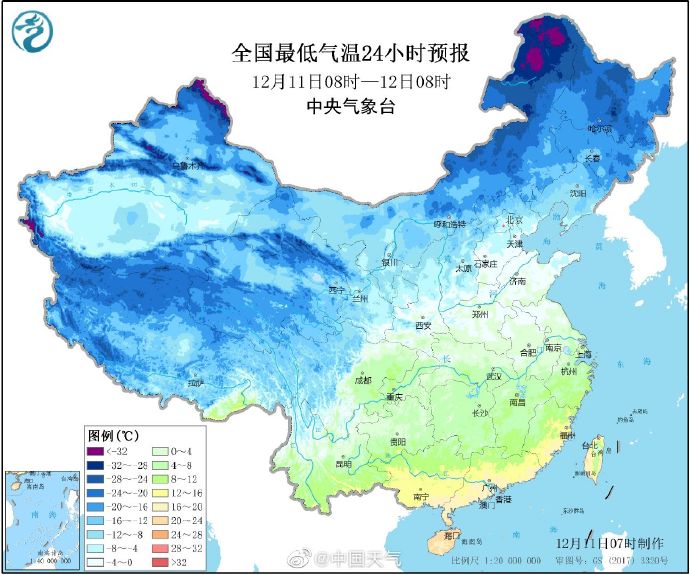 12月，全国气温