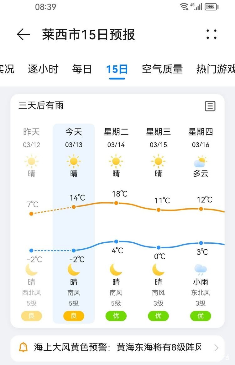 青岛莱西十五日天气