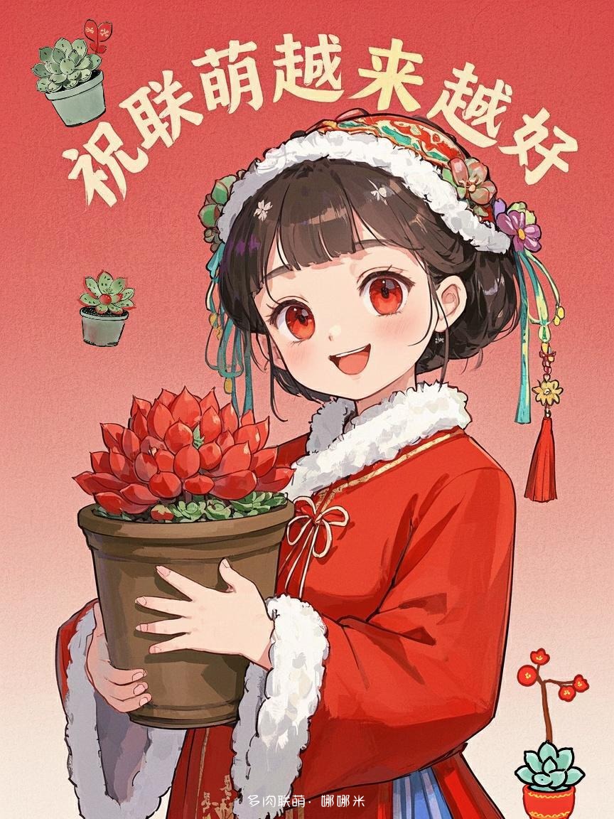 多肉红红火火贺新年